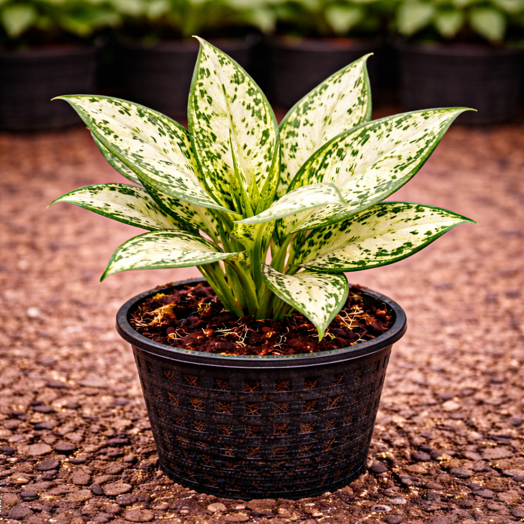 Aglaonema Snow White Plant Sapling – Live Chinese Evergreen | Stunning White & Green Indoor Plant